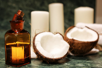 Fototapeta na wymiar candles spa coconut oil
