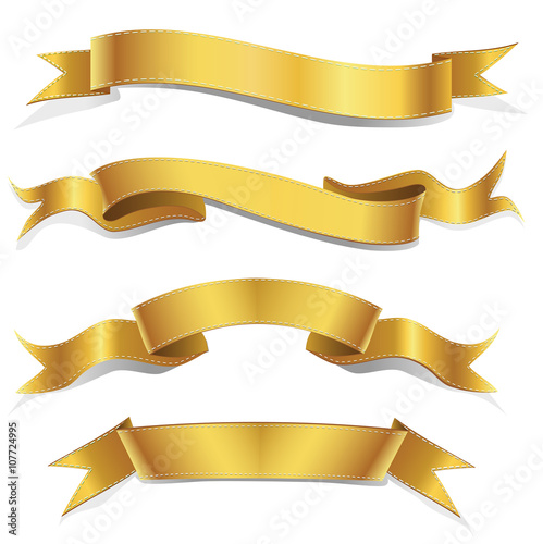 "Gold ribbons Set, Banners " Stock image and royalty-free vector files