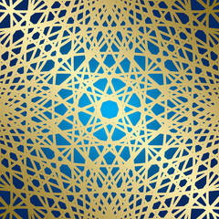 golden lines on blue background - vector grid