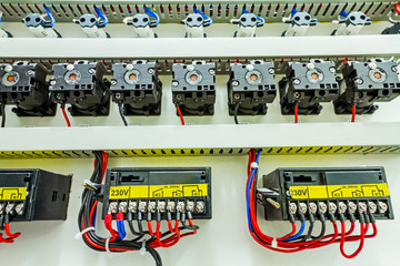 Electrical control panel in distribution fuse box.