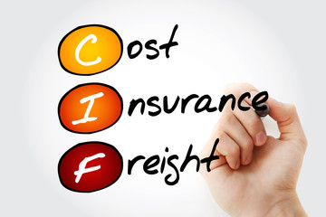 Hand writing CIF - Cost Insurance Freight with marker, acronym business concept