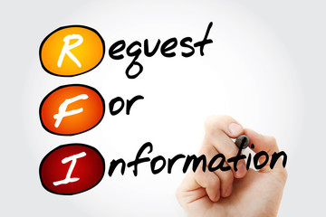 Hand writing RFI Request For Information with marker, acronym business concept