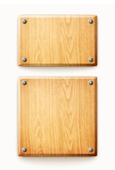 two wooden planks isolated on white background