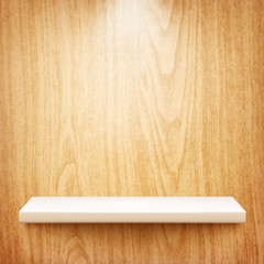 Naklejka na ściany i meble realistic white shelf on wooden wall