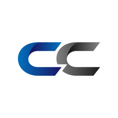 Modern Simple Initial Logo Vector Blue Grey cc