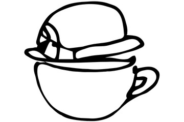 vector sketch tableware porcelain cup with a lid