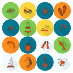 Summer and Beach Simple Flat Icons