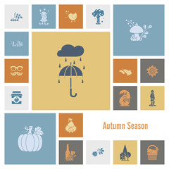 Set of Flat Autumn Icons