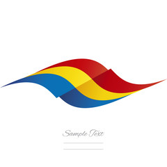 Abstract Romanian flag ribbon logo white background