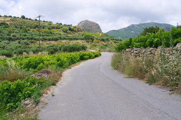 Fototapeta na wymiar Road on the Crete island, Greece