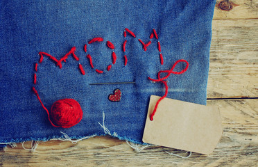 Mother's Day background, jeans fabric
