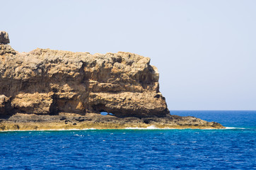 Fototapeta na wymiar Cliffs near famous Balos beach, Crete, Greece