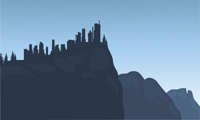 Fototapeta premium City silhouette on the cliff