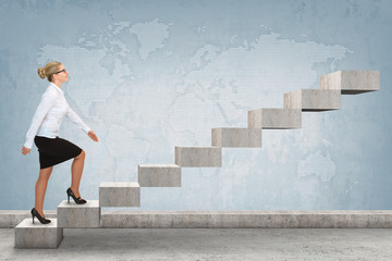 Obraz na płótnie Canvas Business person stepping up a staircase. business concept 