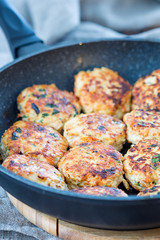 Homemade Chicken Cutlet with Spinach in Pan