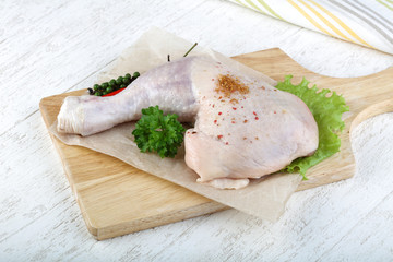 Raw chicken leg