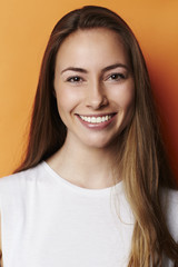 Portrait of beautiful model smiling in studio