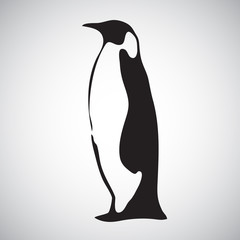 Penguin symbol black and white. Bird from Antarctica. Single bird isolated on a white backdrop. Flat Design. Digital vector illustration.