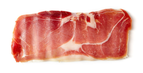 Serrano ham on white background