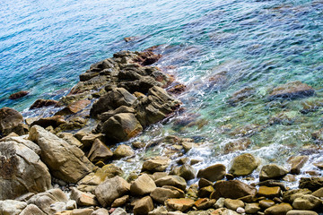 Fototapeta na wymiar Rocks on the coast of Lloret de Mar, Spain