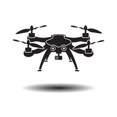 Drone with action camera, logo vector