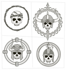 monochrome skull illustration for various use