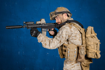 Modern soldier with rifle