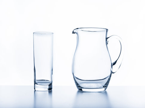 jug and glass on a white background.