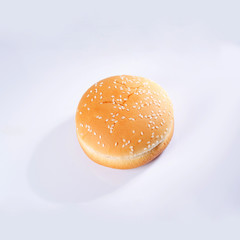 Burger bun on the white background