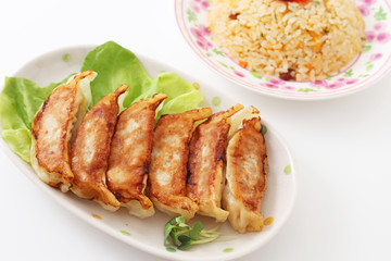 おいしそうなチャーハンと焼き餃子