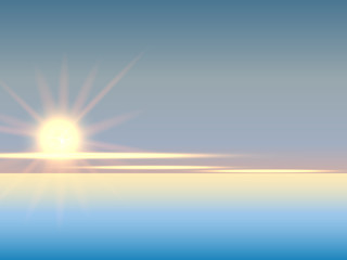 Obraz na płótnie Canvas Sunset sky stratosphere background, pictured from plane. Vector illustration.