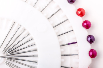  sewing push pins isolated on white background