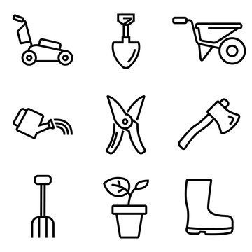 Vector line gardening icons set. Gardening Icon Object, Gardening  Icon Picture, Gardening Icon Image - stock vector