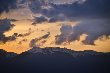 Mountain and clouds