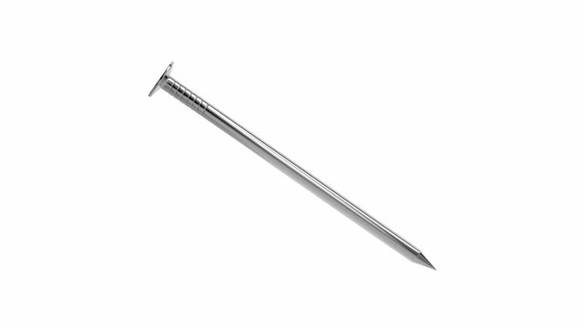 Steel nail spin on white background