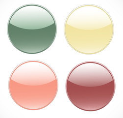 Glossy, round buttons. Vector art.