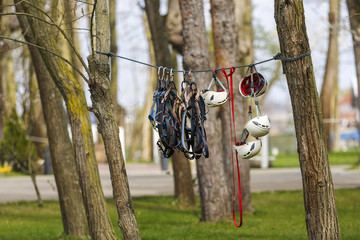 Harnesses and other protective gear for rock climbers