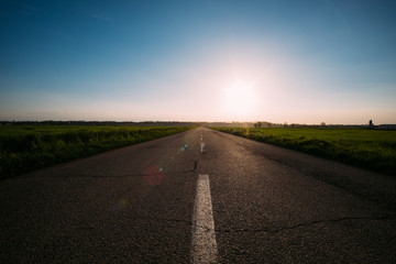 Naklejka premium Paved road under the sun