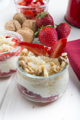 Dessert Healthy, quinoa, strawberry, nuts and yogurt.