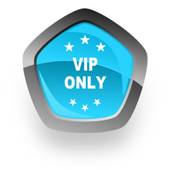 vip blue pentagon vector web icon