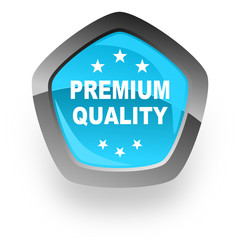 premium quality blue pentagon vector web icon