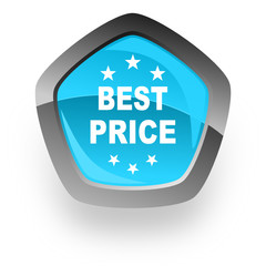 best price blue pentagon vector web icon