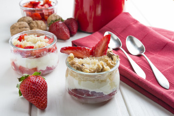 Dessert Healthy, quinoa, strawberry, nuts and yogurt.