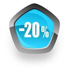 sale blue pentagon vector web icon