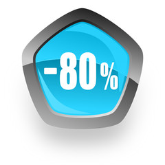 sale blue pentagon vector web icon