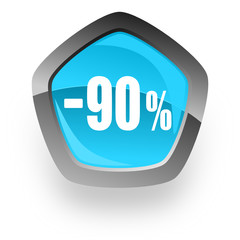 sale blue pentagon vector web icon