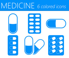 Medical Pills Vector Icons Set