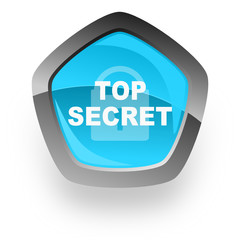 blue pentagon top seret vector web icon