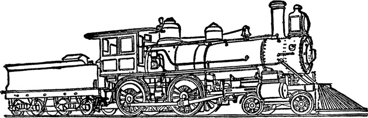 Vintage illustration steam locomotive