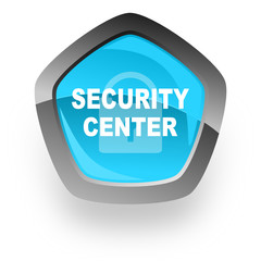 blue pentagon security center vector web icon